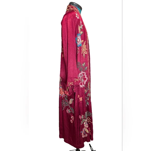 NWT JOHNNY WAS Messine Long Kimono Coat Embroidered Floral Pomegranate - Picture 3 of 15